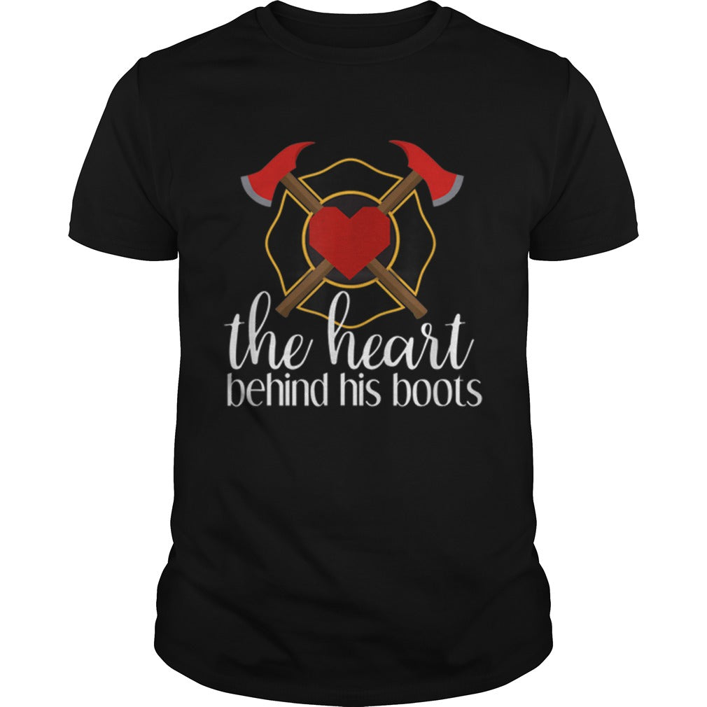 Hot The Heart Behind His Boots Firefighter - Adult & Kids T-Shirts, Sweatshirts & Hoodies apparel design preview 1