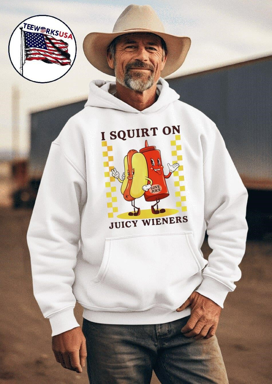 Hotdog I squirt on juicy wieners - Adult & Kids T-Shirts, Sweatshirts & Hoodies apparel design preview 2