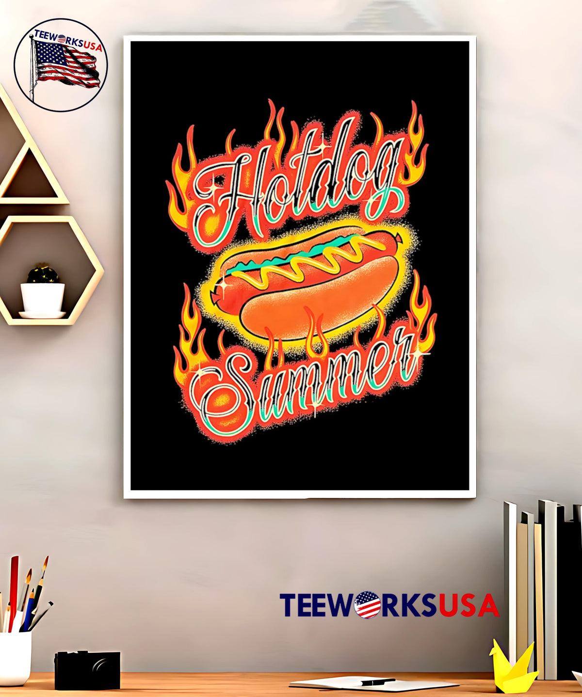 Hotdog Summer burning - Adult & Kids T-Shirts, Sweatshirts & Hoodies apparel design preview 5