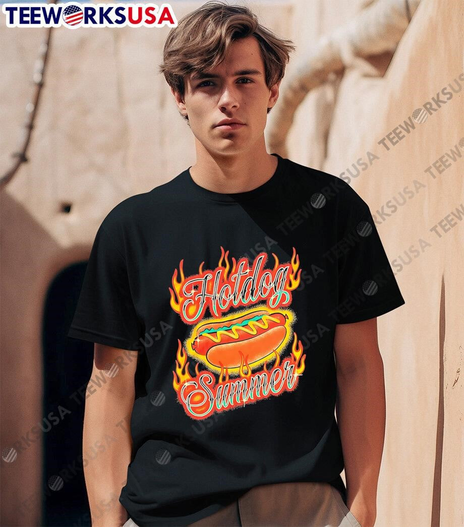 Hotdog Summer burning - Adult & Kids T-Shirts, Sweatshirts & Hoodies apparel design preview 1