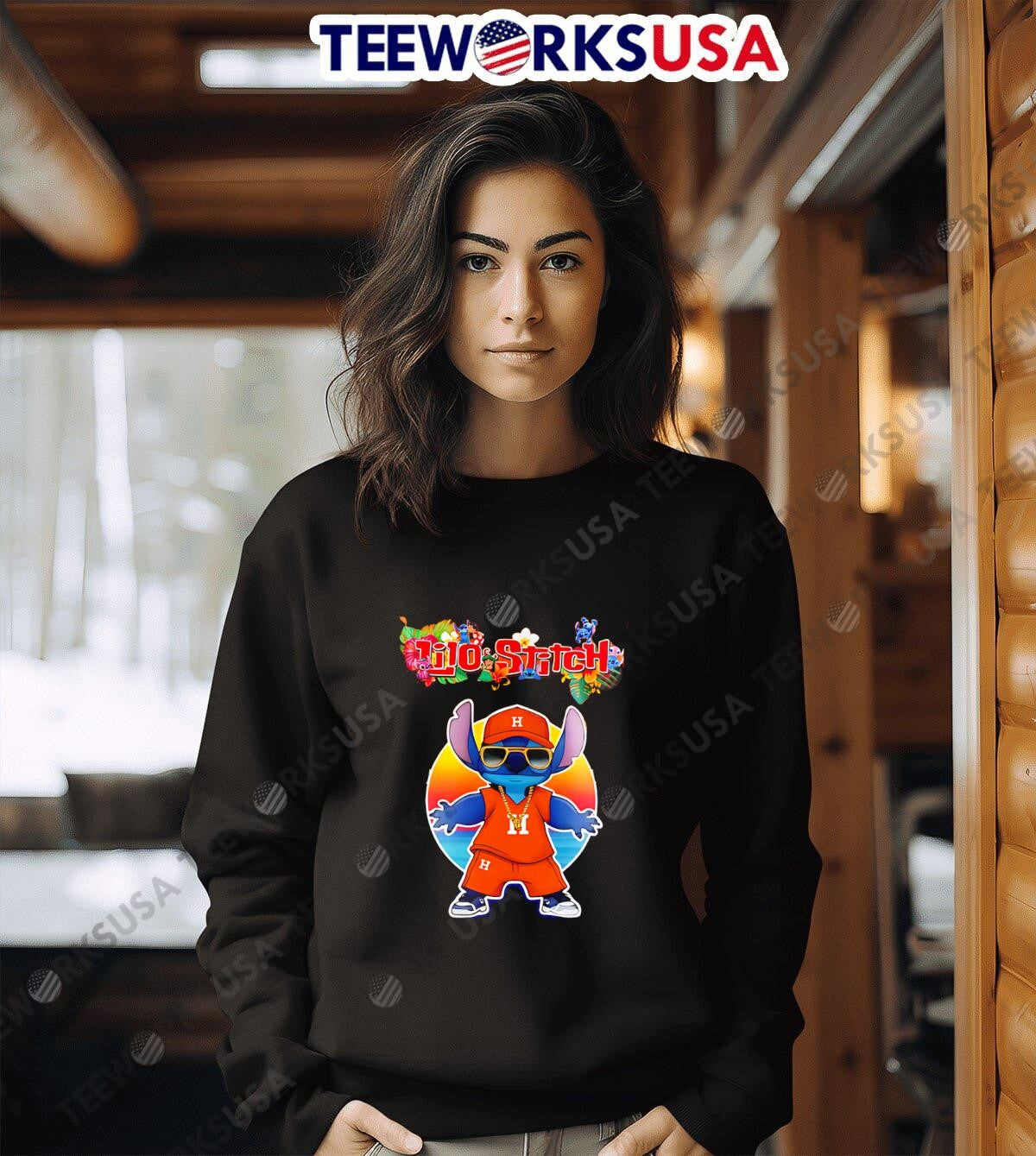 Houston Astros x Lilo and Stitch Baseball - Adult & Kids T-Shirts, Sweatshirts & Hoodies apparel design preview 6