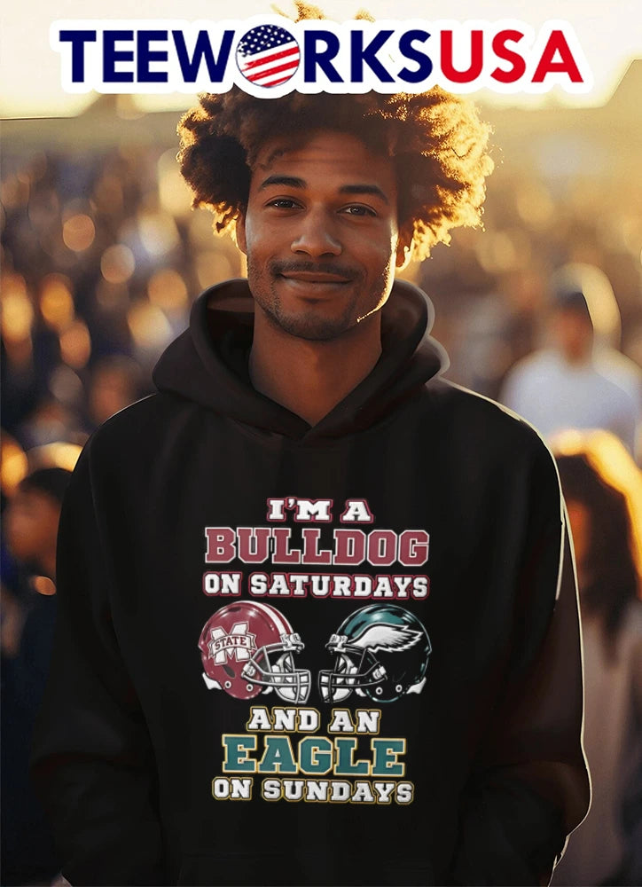 I Am A Bulldog On Saturdays And An Eagle Sundays - Adult & Kids T-Shirts, Sweatshirts & Hoodies apparel design preview 3
