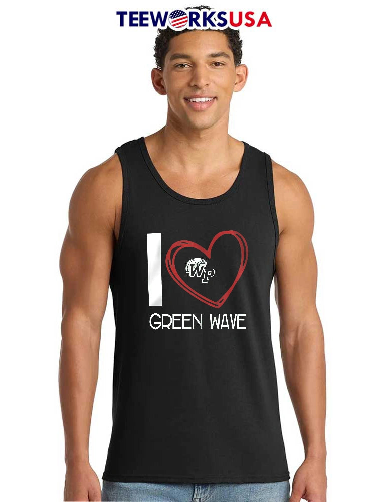 I Green Wave Red Hand Drawn Scribble Heart Outline Wp - Adult & Kids T-Shirts, Sweatshirts & Hoodies apparel design preview 6