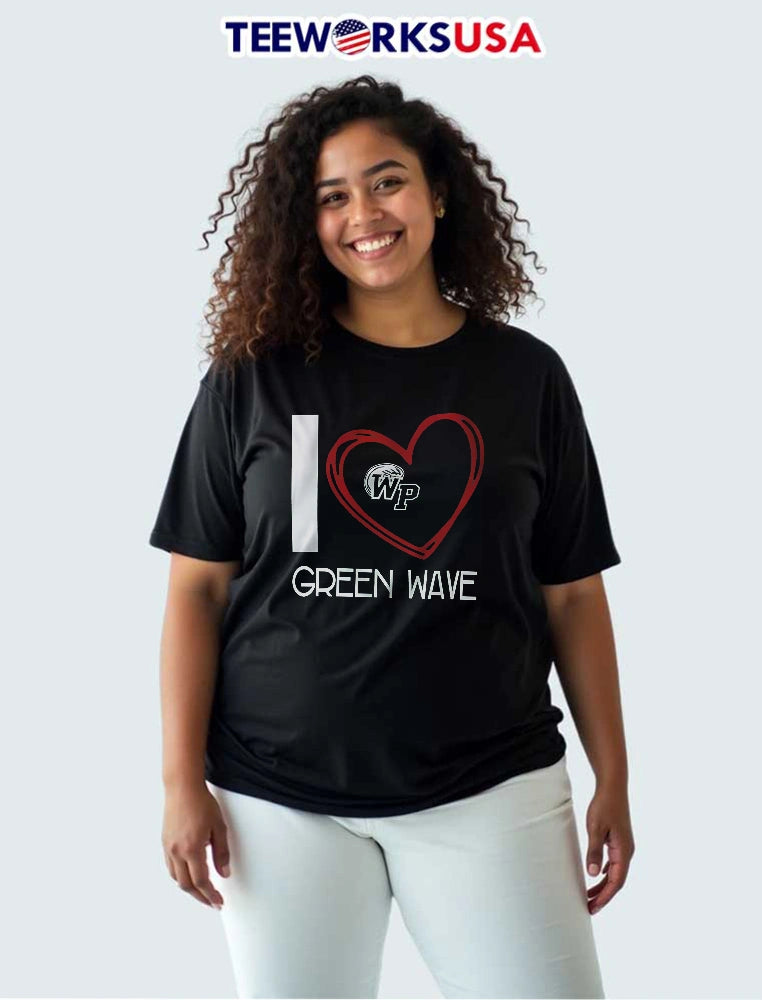 I Green Wave Red Hand Drawn Scribble Heart Outline Wp - Adult & Kids T-Shirts, Sweatshirts & Hoodies apparel design preview 3