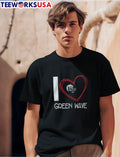 I Green Wave Red Hand Drawn Scribble Heart Outline Wp - Adult & Kids T-Shirts, Sweatshirts & Hoodies apparel design preview 1