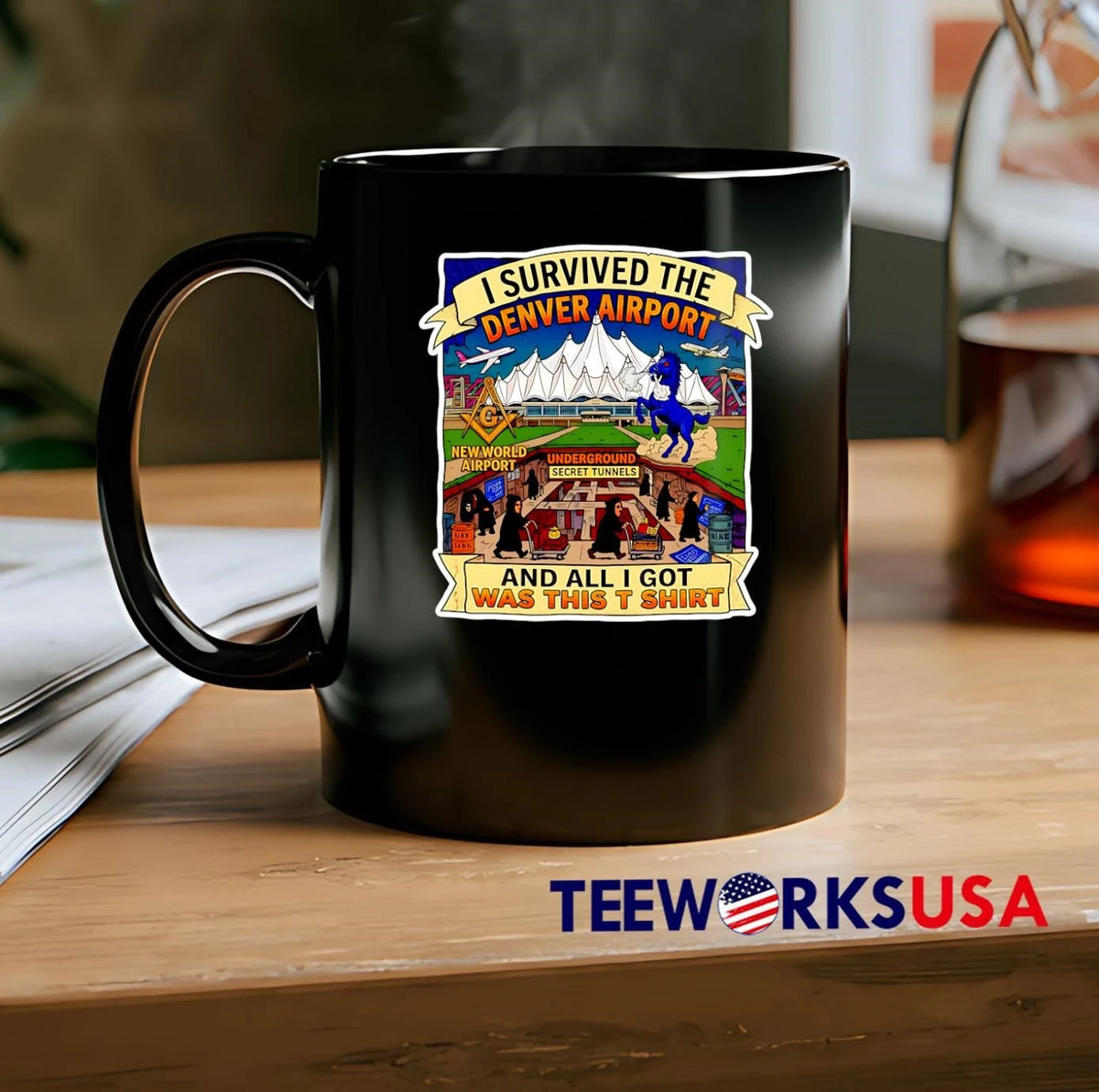 I Survived The Denver Airport New World Secret - Adult & Kids T-Shirts, Sweatshirts & Hoodies apparel design preview 2