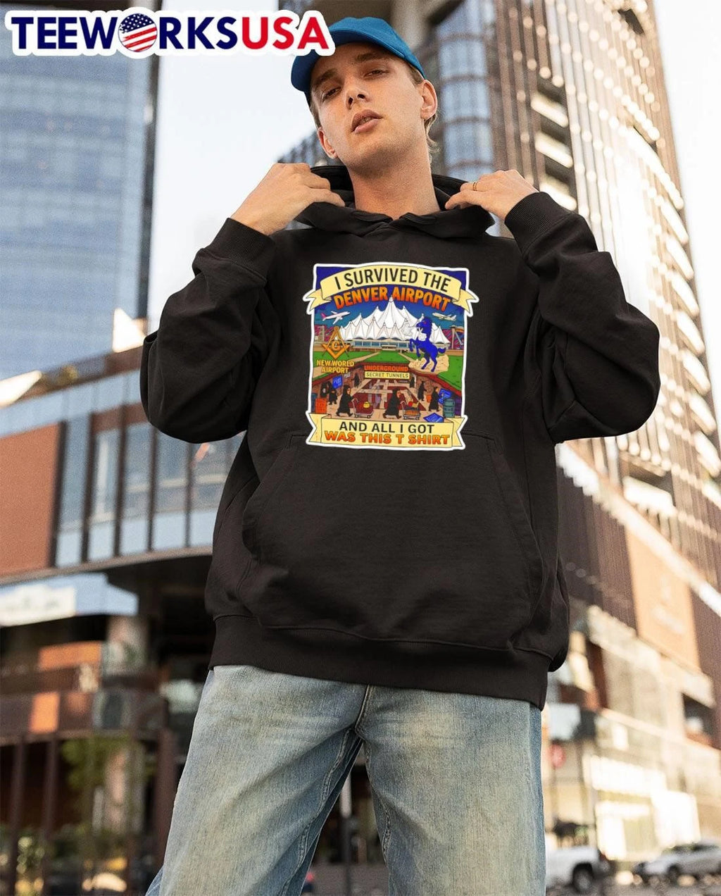 I Survived The Denver Airport New World Secret - Adult & Kids T-Shirts, Sweatshirts & Hoodies apparel design preview 3
