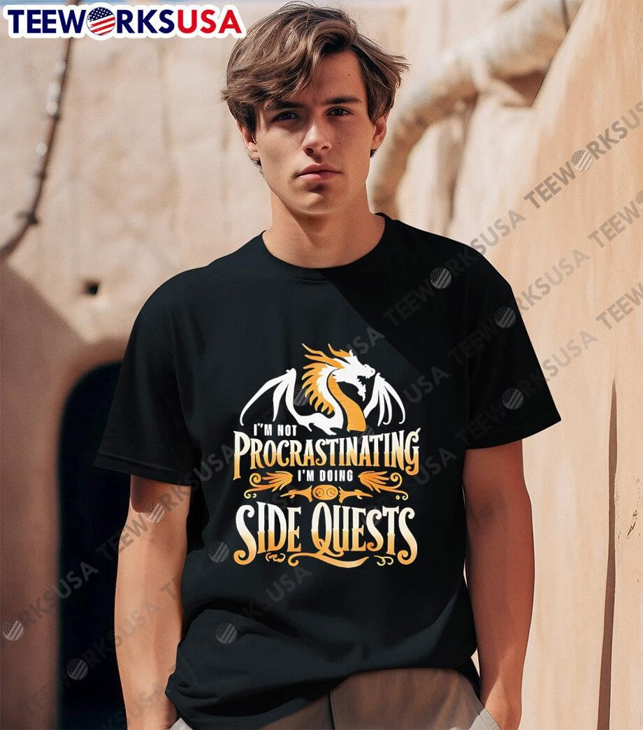 I am not procrastinating I'm doing side quests Dragon - Adult & Kids T-Shirts, Sweatshirts & Hoodies apparel design preview 1