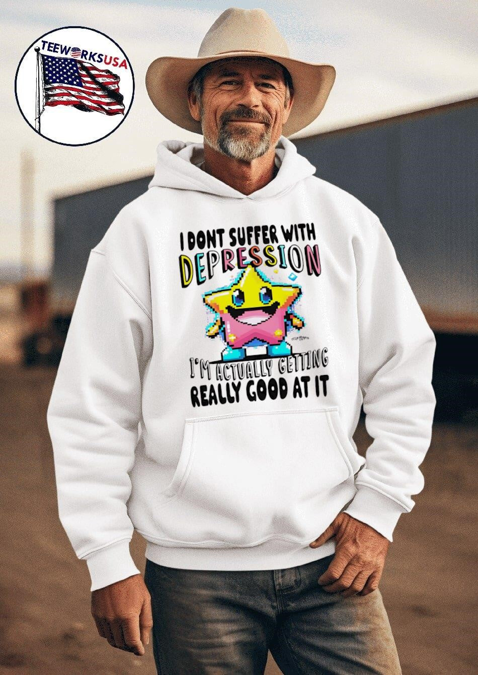 I don't suffer with depression I'm actually getting - Adult & Kids T-Shirts, Sweatshirts & Hoodies apparel design preview 2