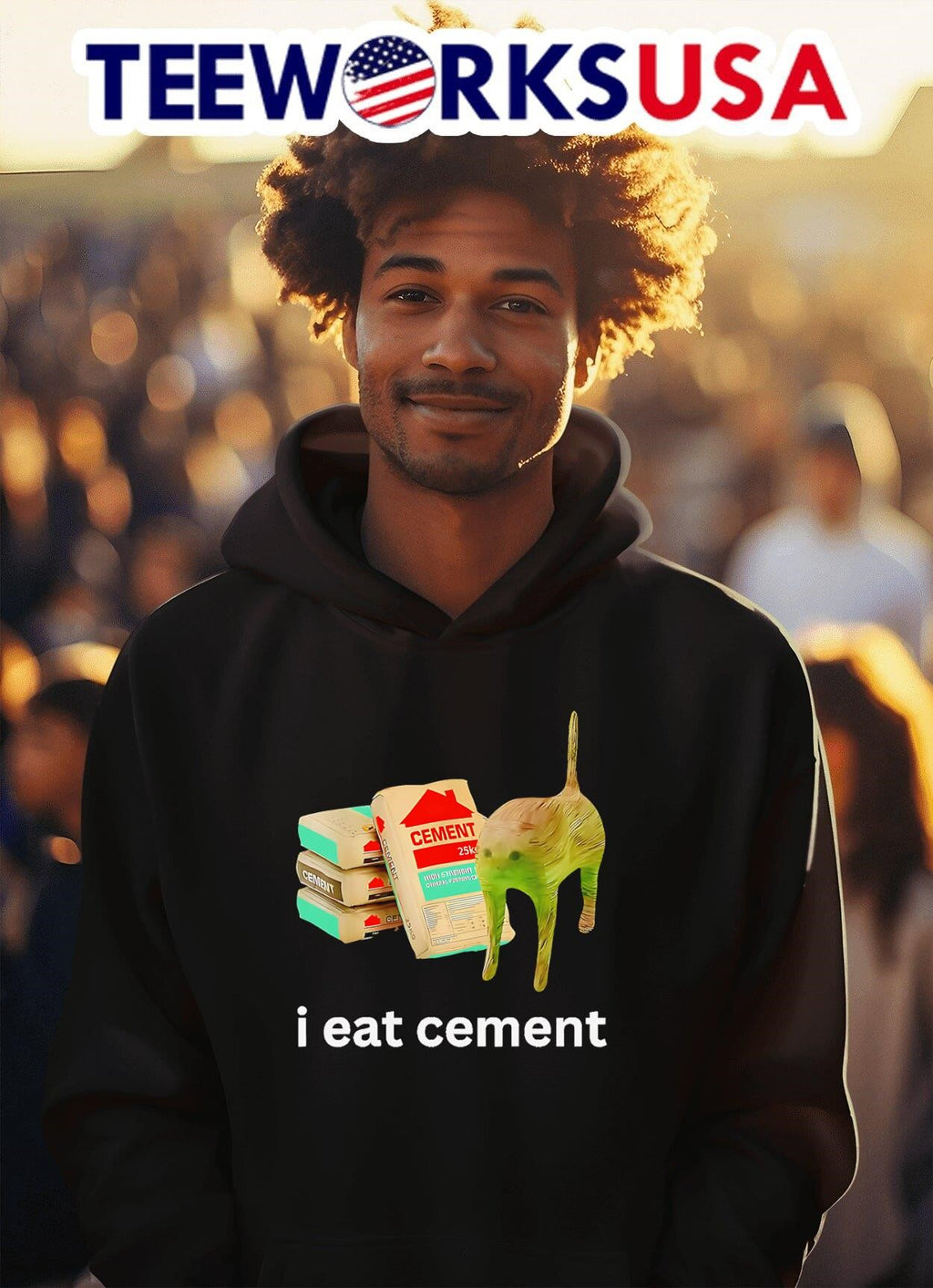 I eat cement cat graphic - Adult & Kids T-Shirts, Sweatshirts & Hoodies apparel design preview 2