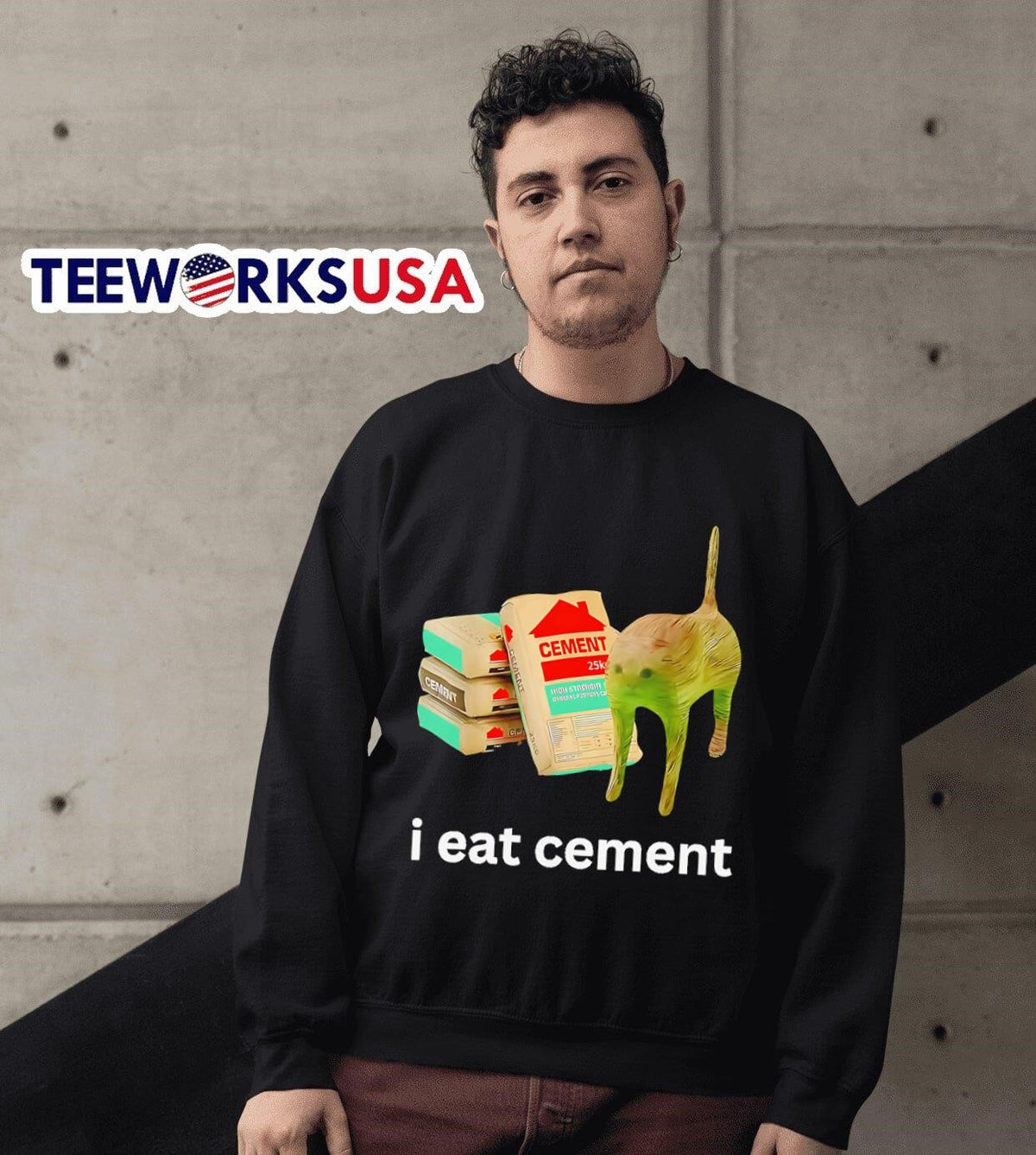 I eat cement cat graphic - Adult & Kids T-Shirts, Sweatshirts & Hoodies apparel design preview 6