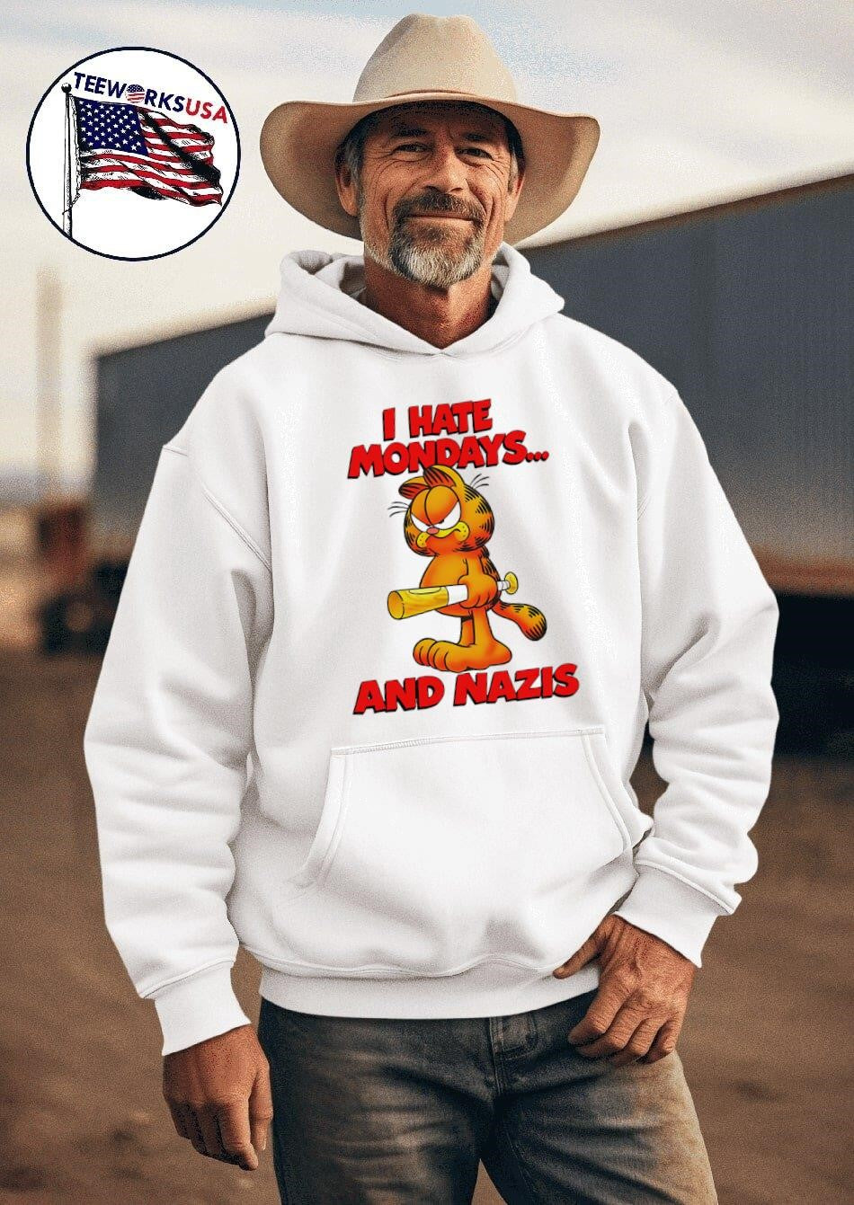 I hate Mondays and Nazis - Adult & Kids T-Shirts, Sweatshirts & Hoodies apparel design preview 2