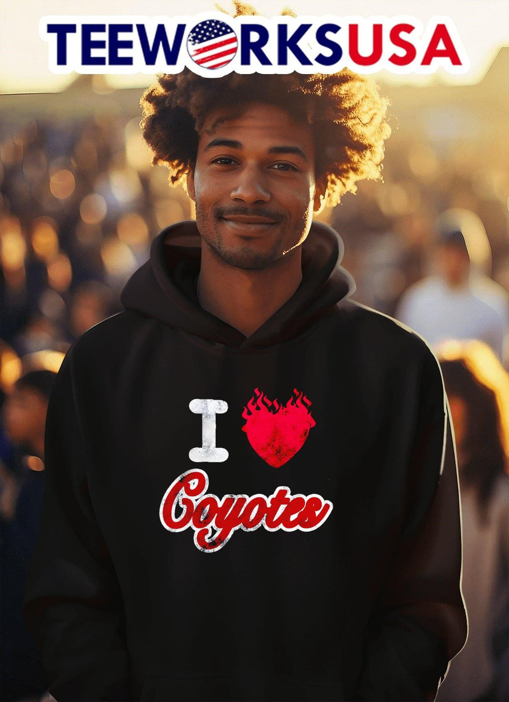 I love Coyotes flame - Adult & Kids T-Shirts, Sweatshirts & Hoodies apparel design preview 2