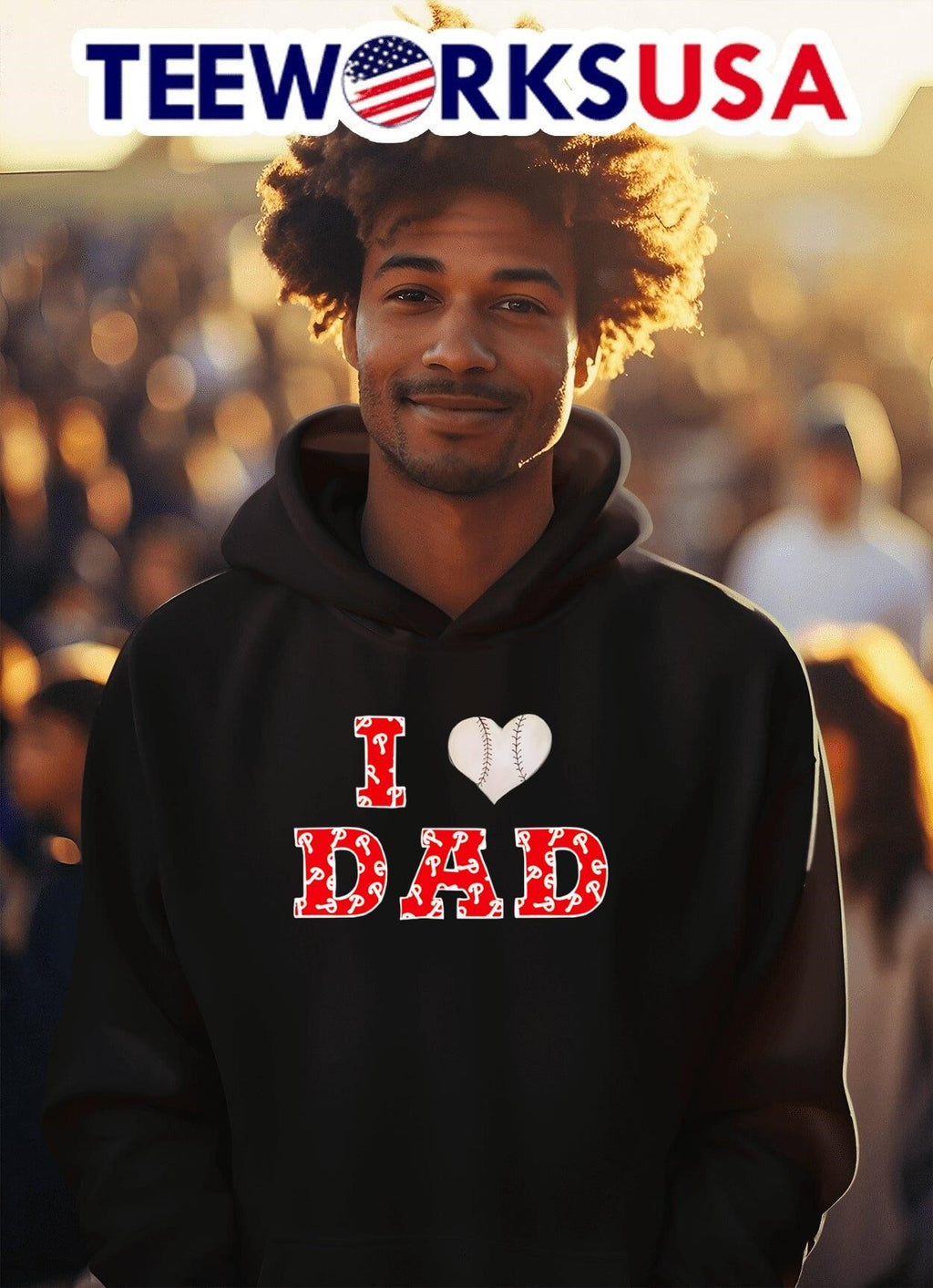 I love dad Philadelphia Phillies baseball - Adult & Kids T-Shirts, Sweatshirts & Hoodies apparel design preview 2