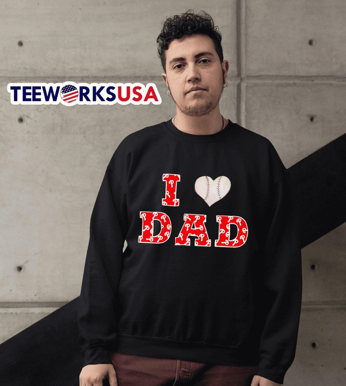 I love dad Philadelphia Phillies baseball - Adult & Kids T-Shirts, Sweatshirts & Hoodies apparel design preview 6