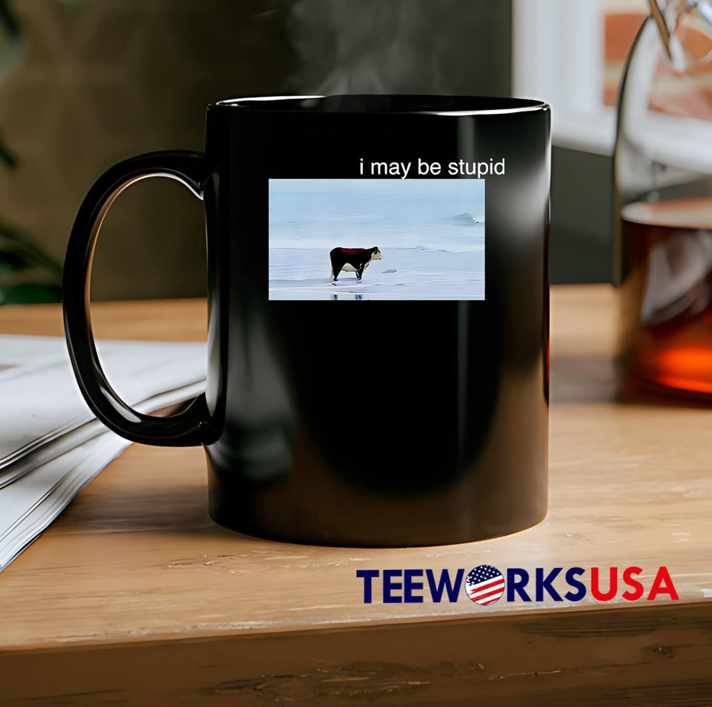 I may be stupid Cow on beach meme - Adult & Kids T-Shirts, Sweatshirts & Hoodies apparel design preview 2