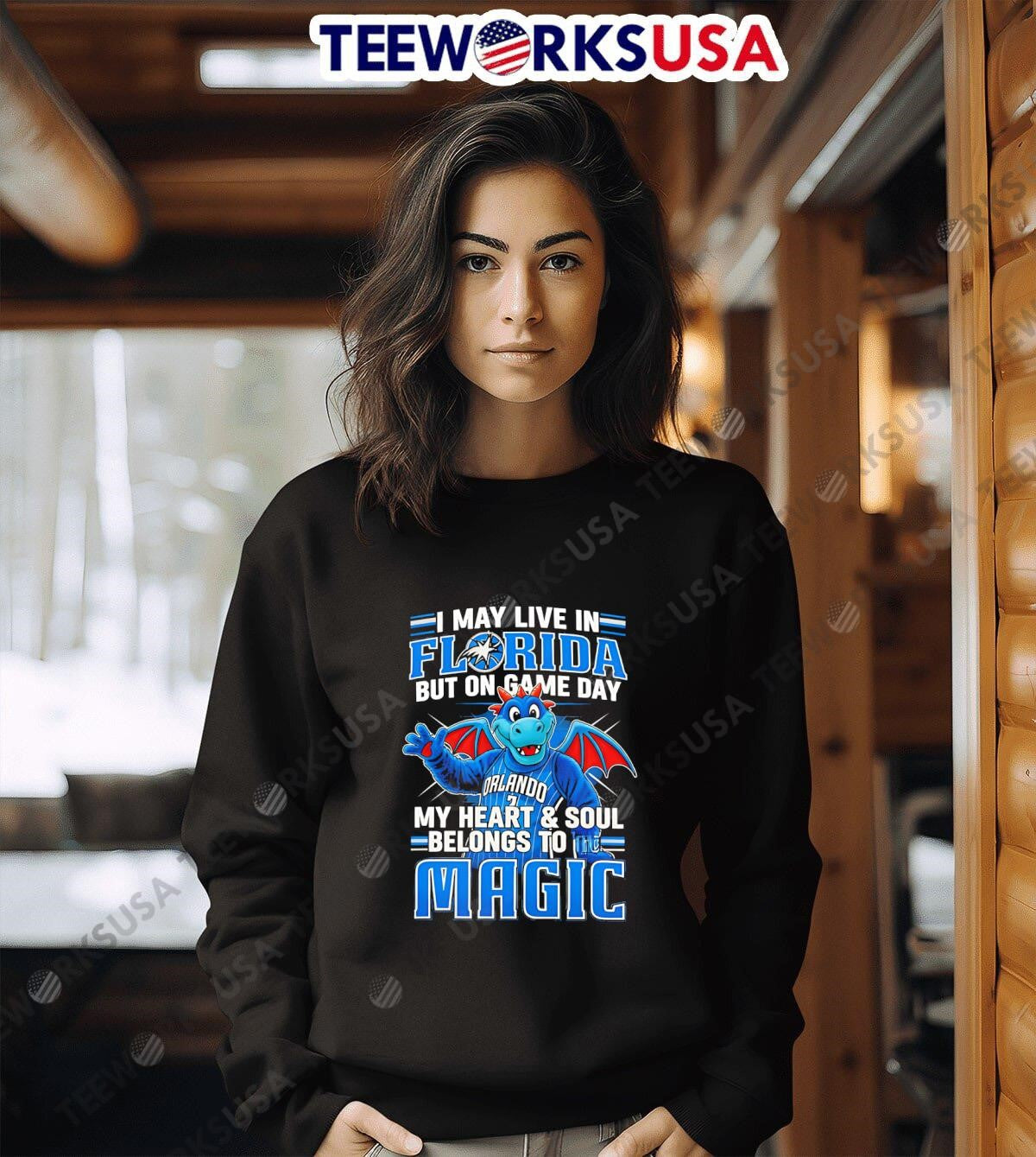 I may live in Florida but on game day my heart and - Adult & Kids T-Shirts, Sweatshirts & Hoodies apparel design preview 6