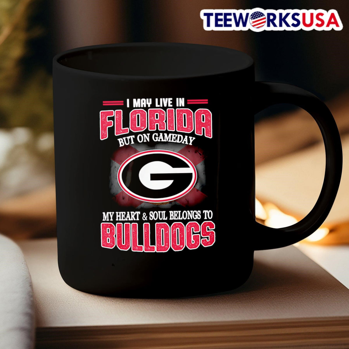 I may live in Florida but on gameday my heart and - Adult & Kids T-Shirts, Sweatshirts & Hoodies apparel design preview 3