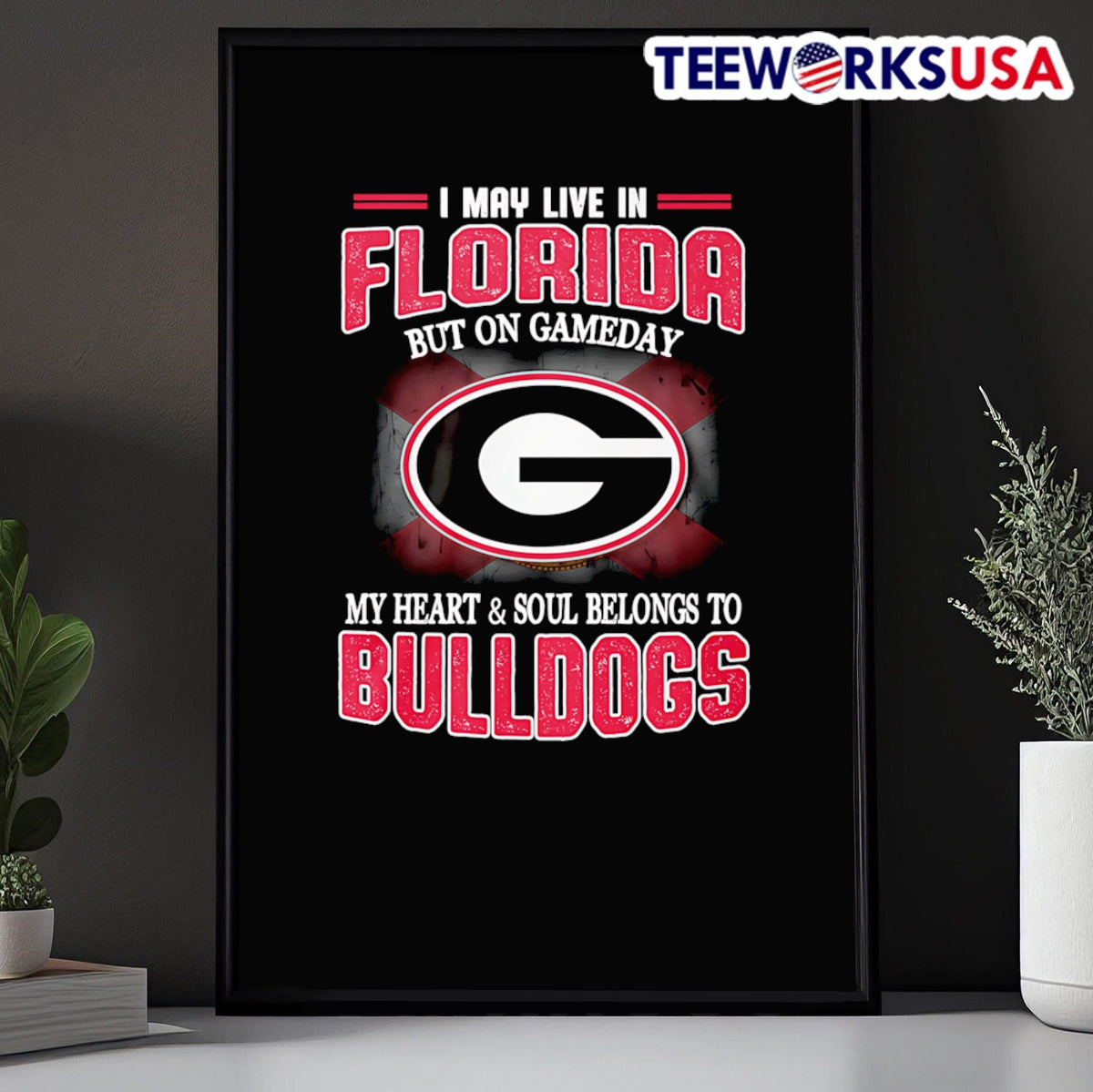 I may live in Florida but on gameday my heart and - Adult & Kids T-Shirts, Sweatshirts & Hoodies apparel design preview 5