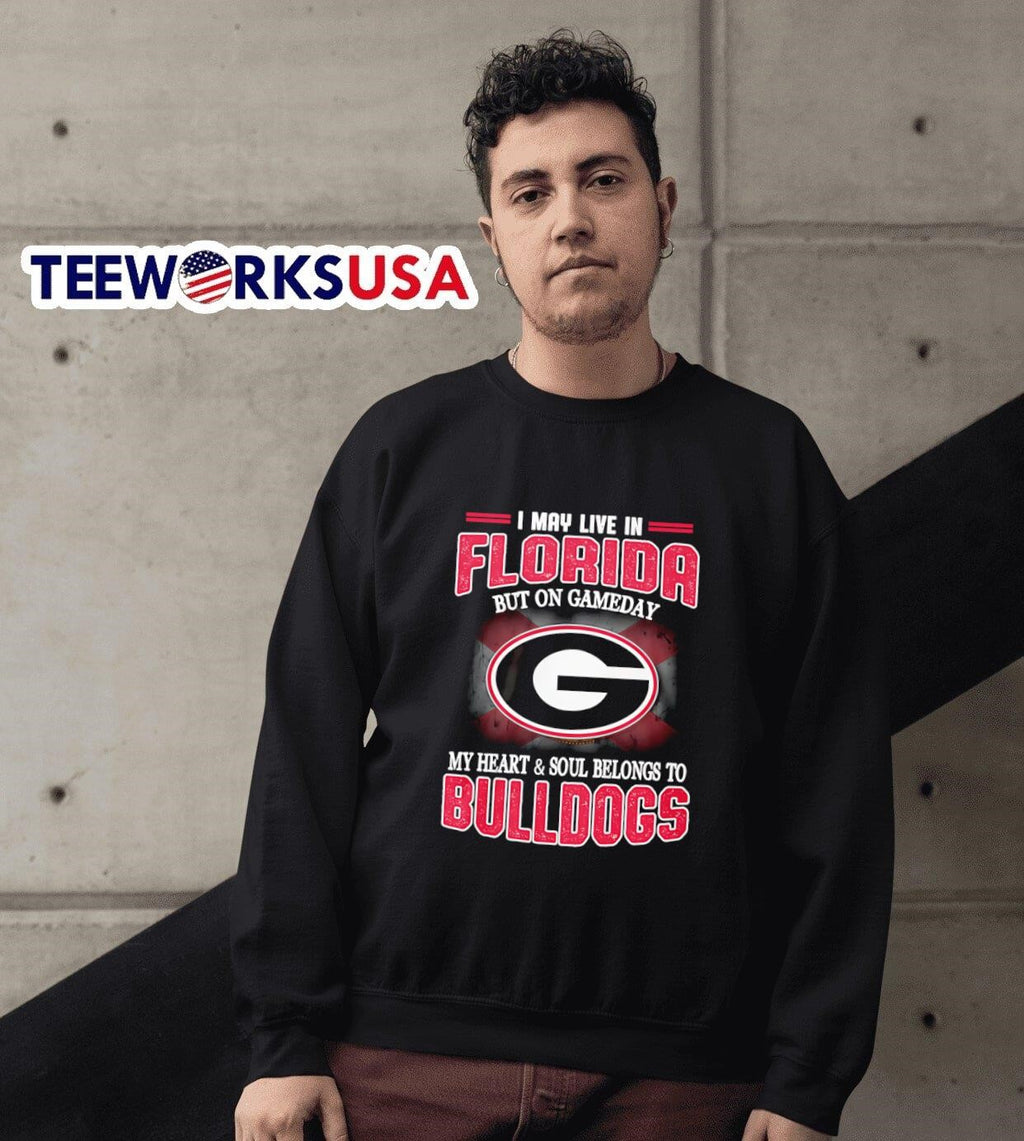 I may live in Florida but on gameday my heart and - Adult & Kids T-Shirts, Sweatshirts & Hoodies apparel design preview 6
