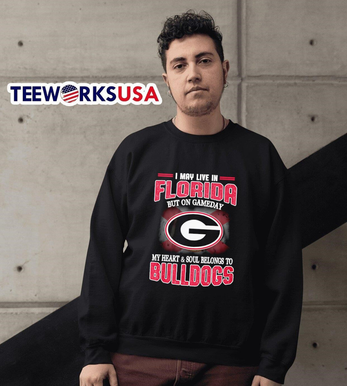 I may live in Florida but on gameday my heart and - Adult & Kids T-Shirts, Sweatshirts & Hoodies apparel design preview 6