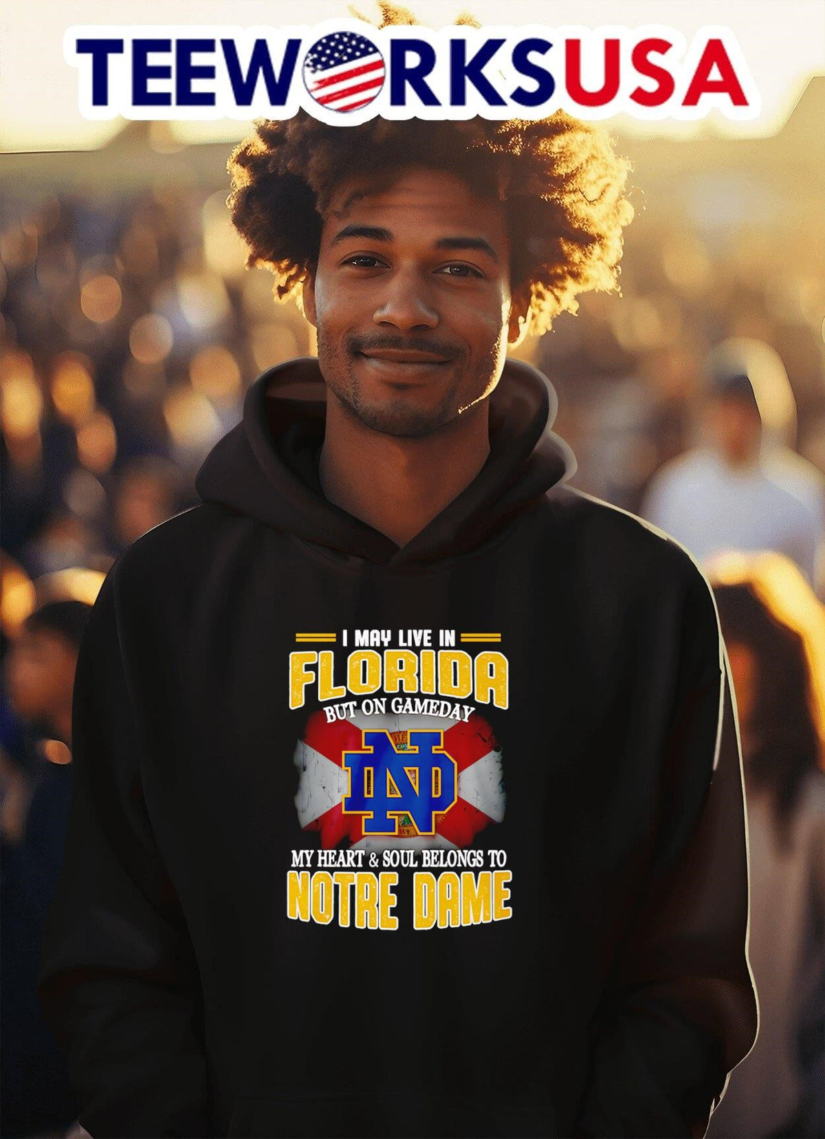 I may live in Florida but on gameday my heart and - Adult & Kids T-Shirts, Sweatshirts & Hoodies apparel design preview 2