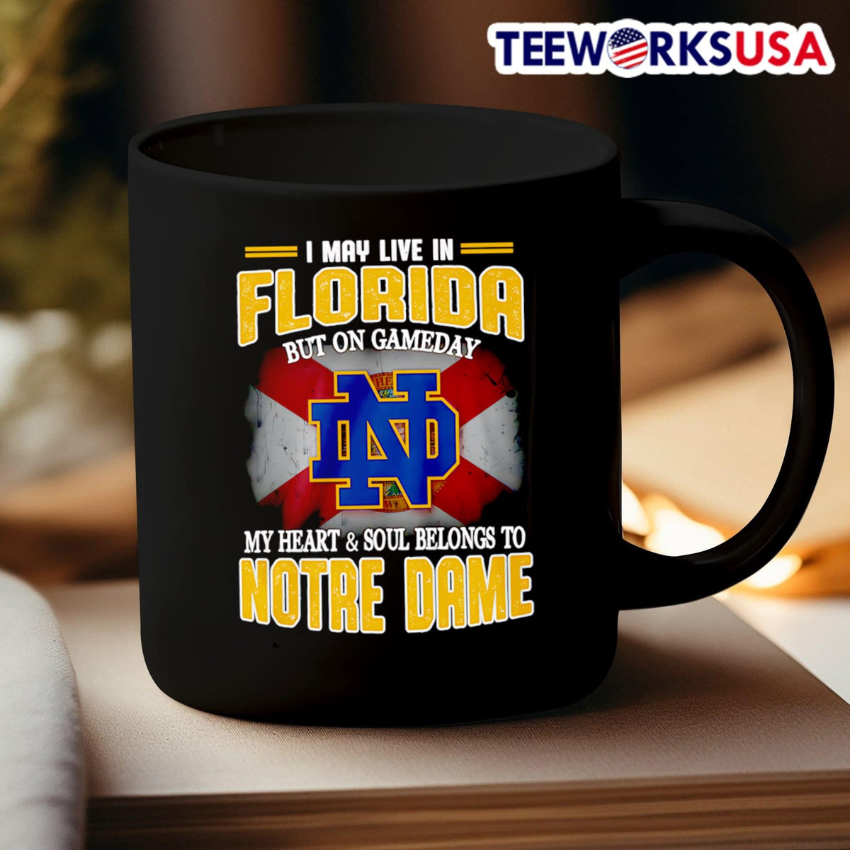 I may live in Florida but on gameday my heart and - Adult & Kids T-Shirts, Sweatshirts & Hoodies apparel design preview 3