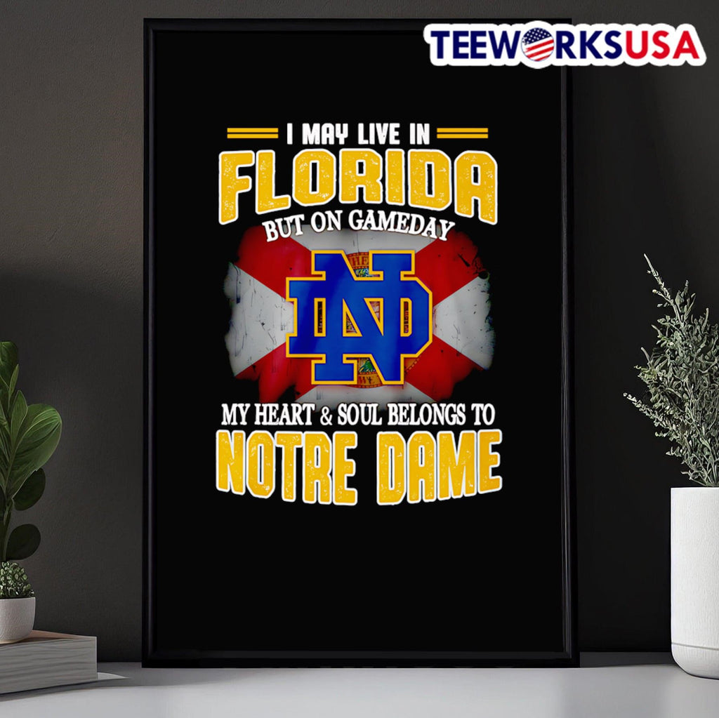 I may live in Florida but on gameday my heart and - Adult & Kids T-Shirts, Sweatshirts & Hoodies apparel design preview 5