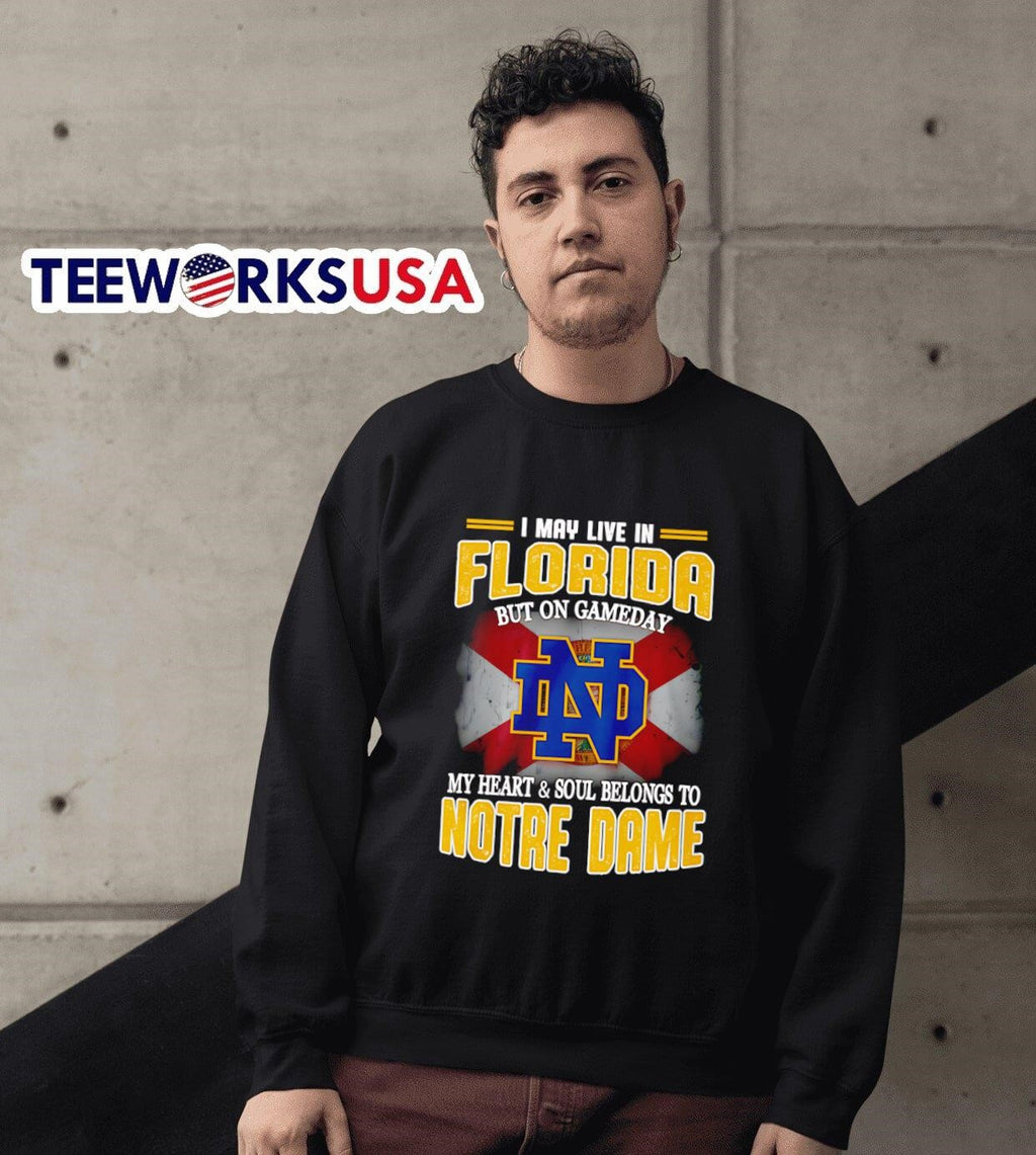 I may live in Florida but on gameday my heart and - Adult & Kids T-Shirts, Sweatshirts & Hoodies apparel design preview 6