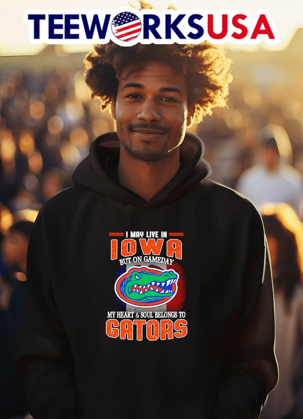 I may live in Iowa but one gameday my heart and soul - Adult & Kids T-Shirts, Sweatshirts & Hoodies apparel design preview 2