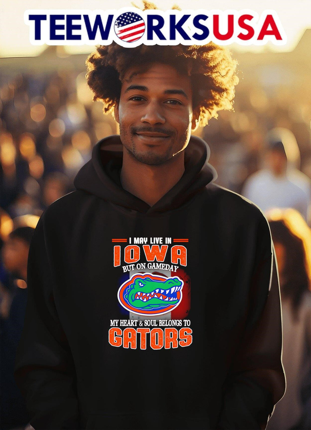 I may live in Iowa but one gameday my heart and soul - Adult & Kids T-Shirts, Sweatshirts & Hoodies apparel design preview 2