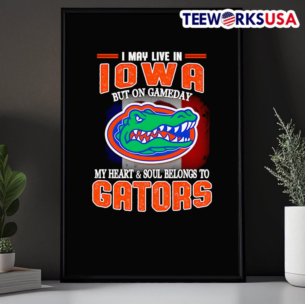I may live in Iowa but one gameday my heart and soul - Adult & Kids T-Shirts, Sweatshirts & Hoodies apparel design preview 5