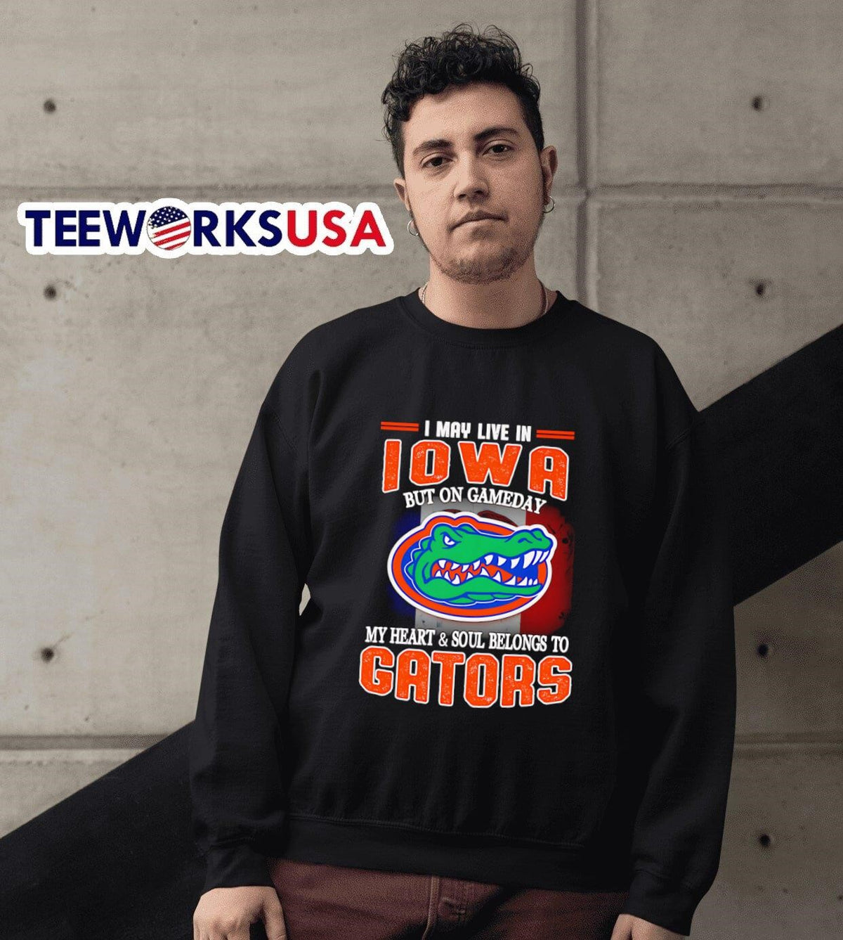 I may live in Iowa but one gameday my heart and soul - Adult & Kids T-Shirts, Sweatshirts & Hoodies apparel design preview 6