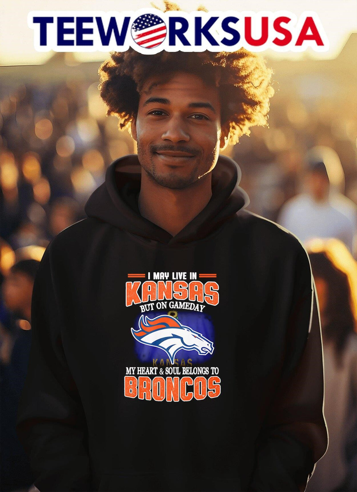 I may live in Kansas but on gameday my heart and soul - Adult & Kids T-Shirts, Sweatshirts & Hoodies apparel design preview 2
