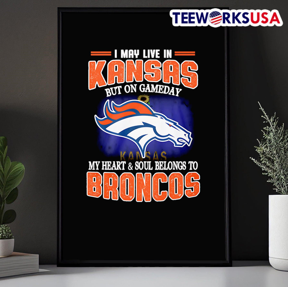 I may live in Kansas but on gameday my heart and soul - Adult & Kids T-Shirts, Sweatshirts & Hoodies apparel design preview 5
