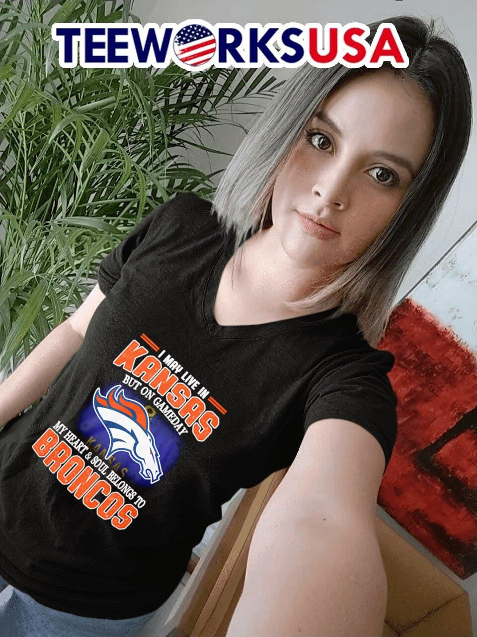 I may live in Kansas but on gameday my heart and soul - Adult & Kids T-Shirts, Sweatshirts & Hoodies apparel design preview 7