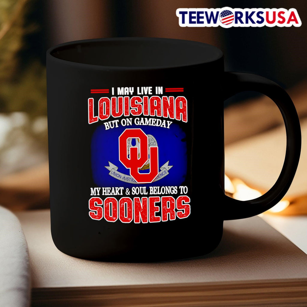 I may live in Louisiana but on gameday my heart and - Adult & Kids T-Shirts, Sweatshirts & Hoodies apparel design preview 3
