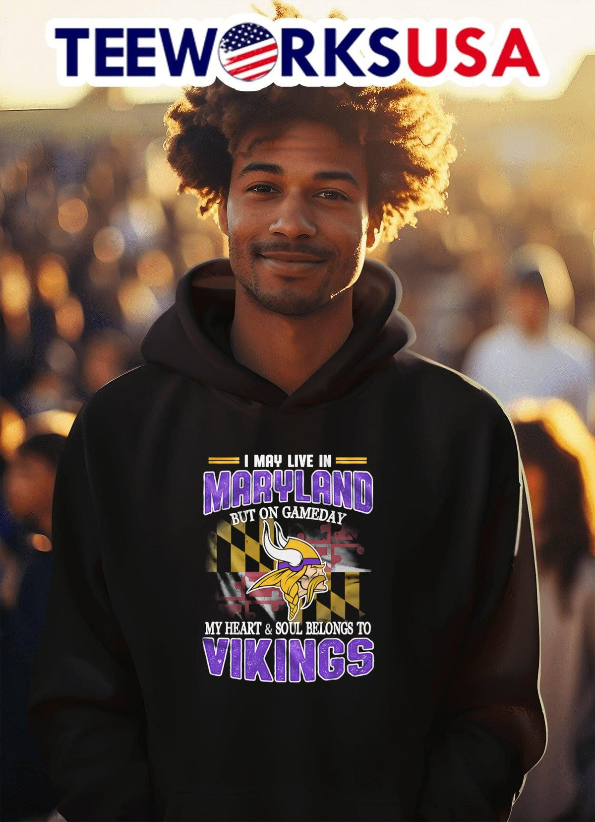I may live in Maryland but on gameday my heart and - Adult & Kids T-Shirts, Sweatshirts & Hoodies apparel design preview 2