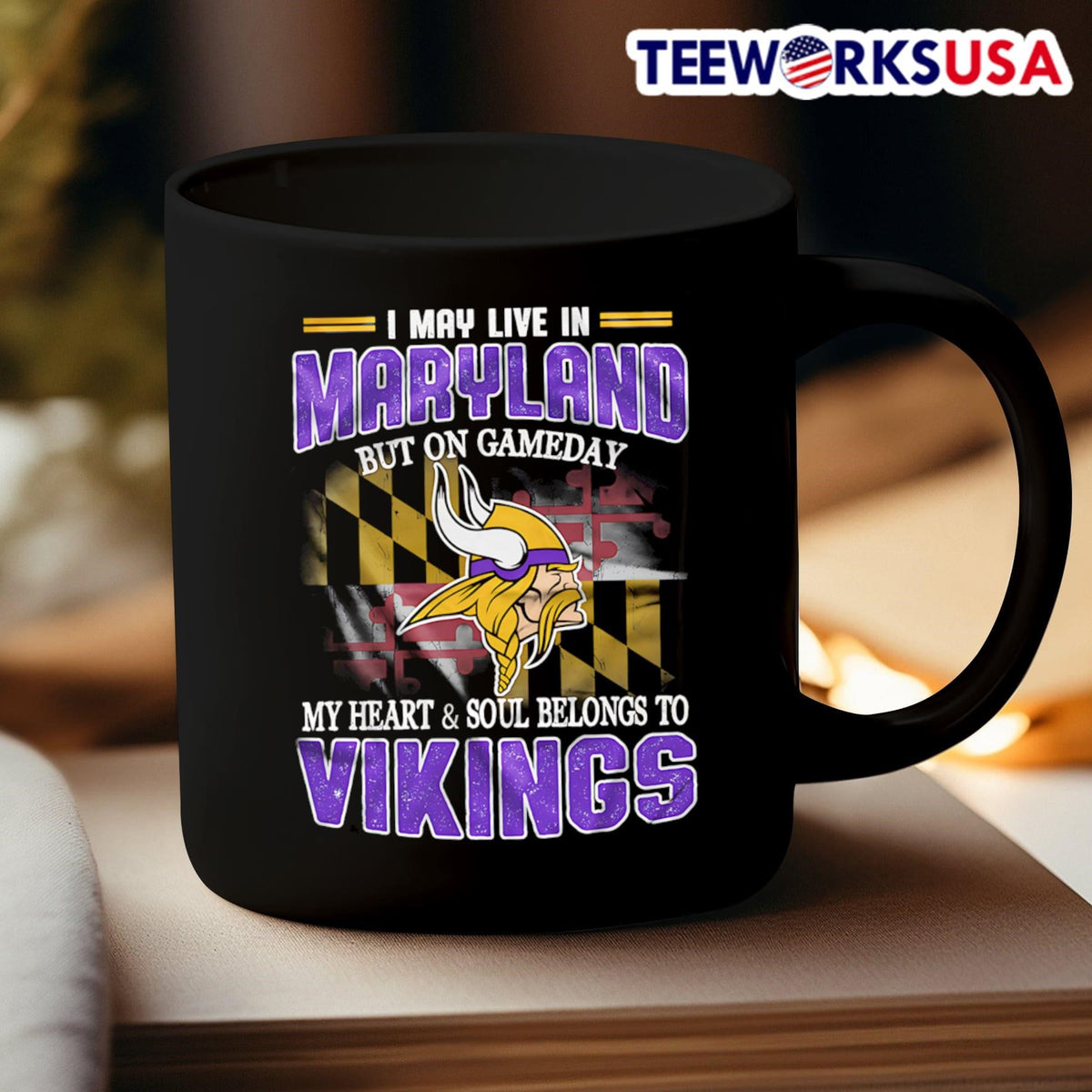I may live in Maryland but on gameday my heart and - Adult & Kids T-Shirts, Sweatshirts & Hoodies apparel design preview 3