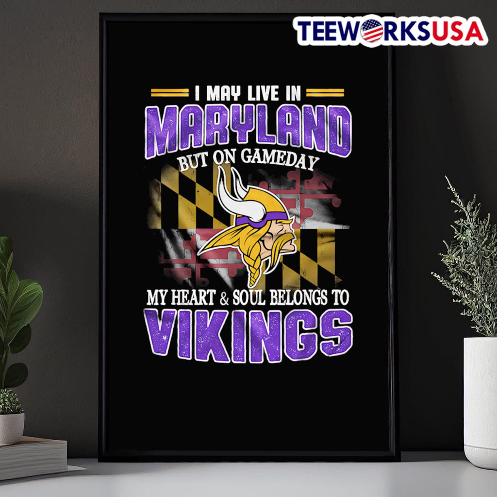 I may live in Maryland but on gameday my heart and - Adult & Kids T-Shirts, Sweatshirts & Hoodies apparel design preview 5