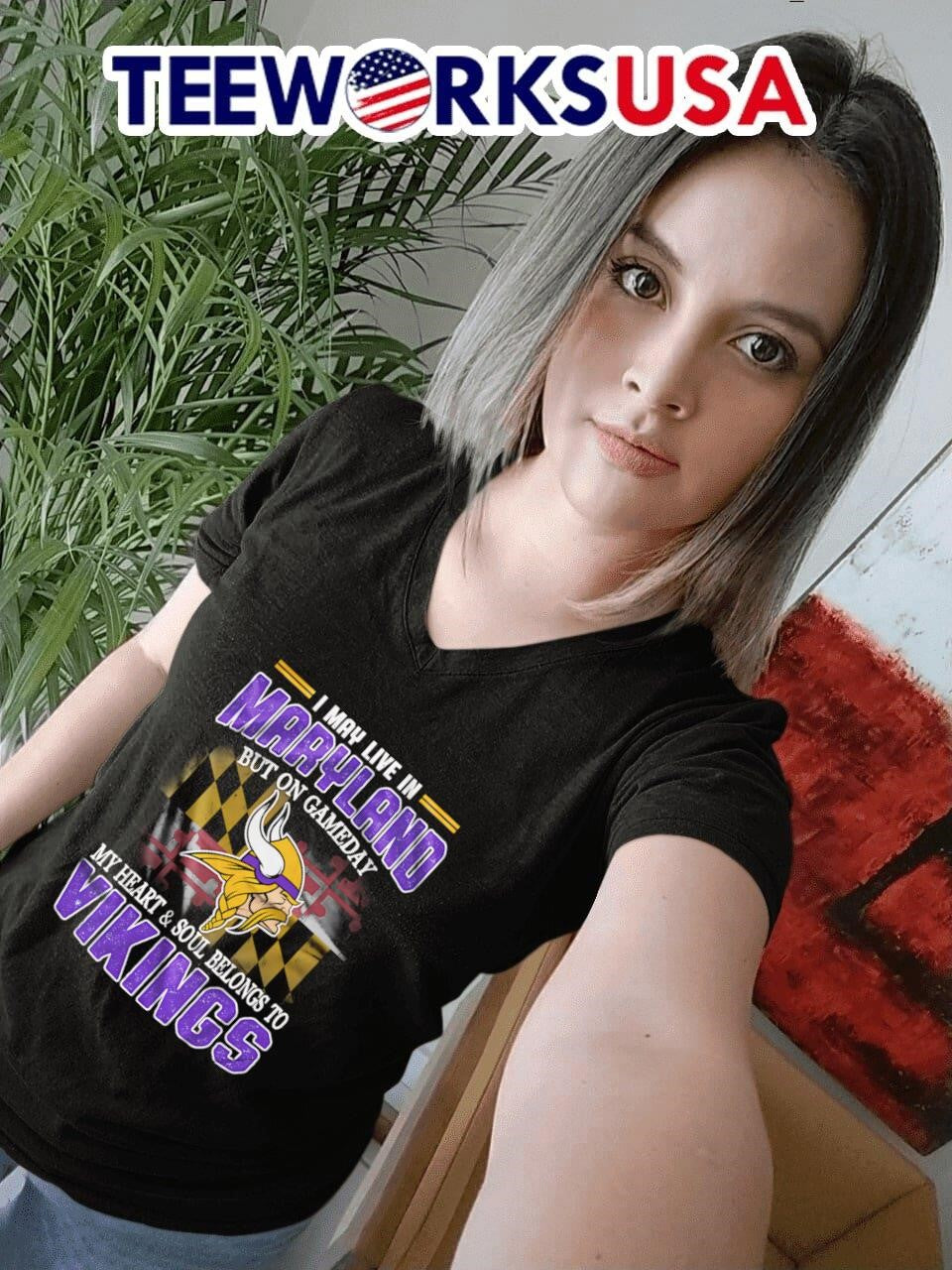 I may live in Maryland but on gameday my heart and - Adult & Kids T-Shirts, Sweatshirts & Hoodies apparel design preview 7