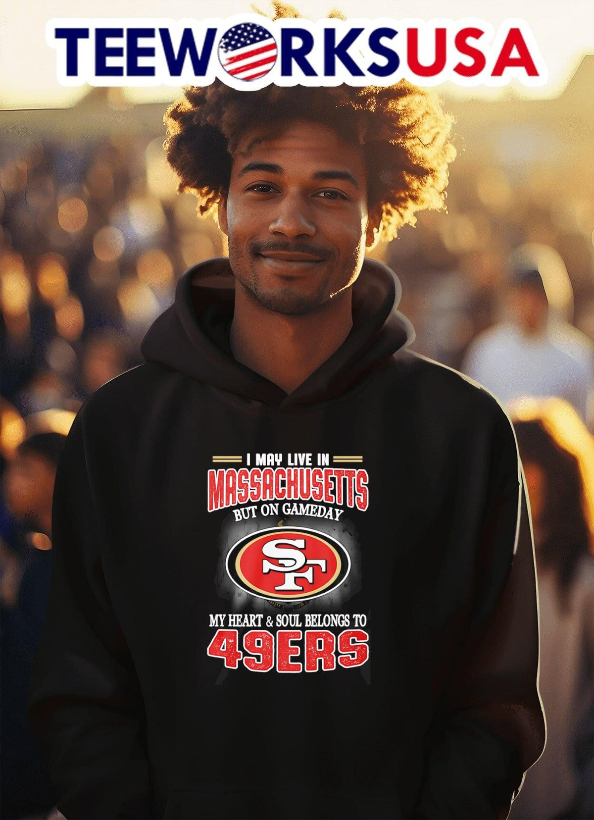 I may live in Massachusetts but on gameday my heart - Adult & Kids T-Shirts, Sweatshirts & Hoodies apparel design preview 2