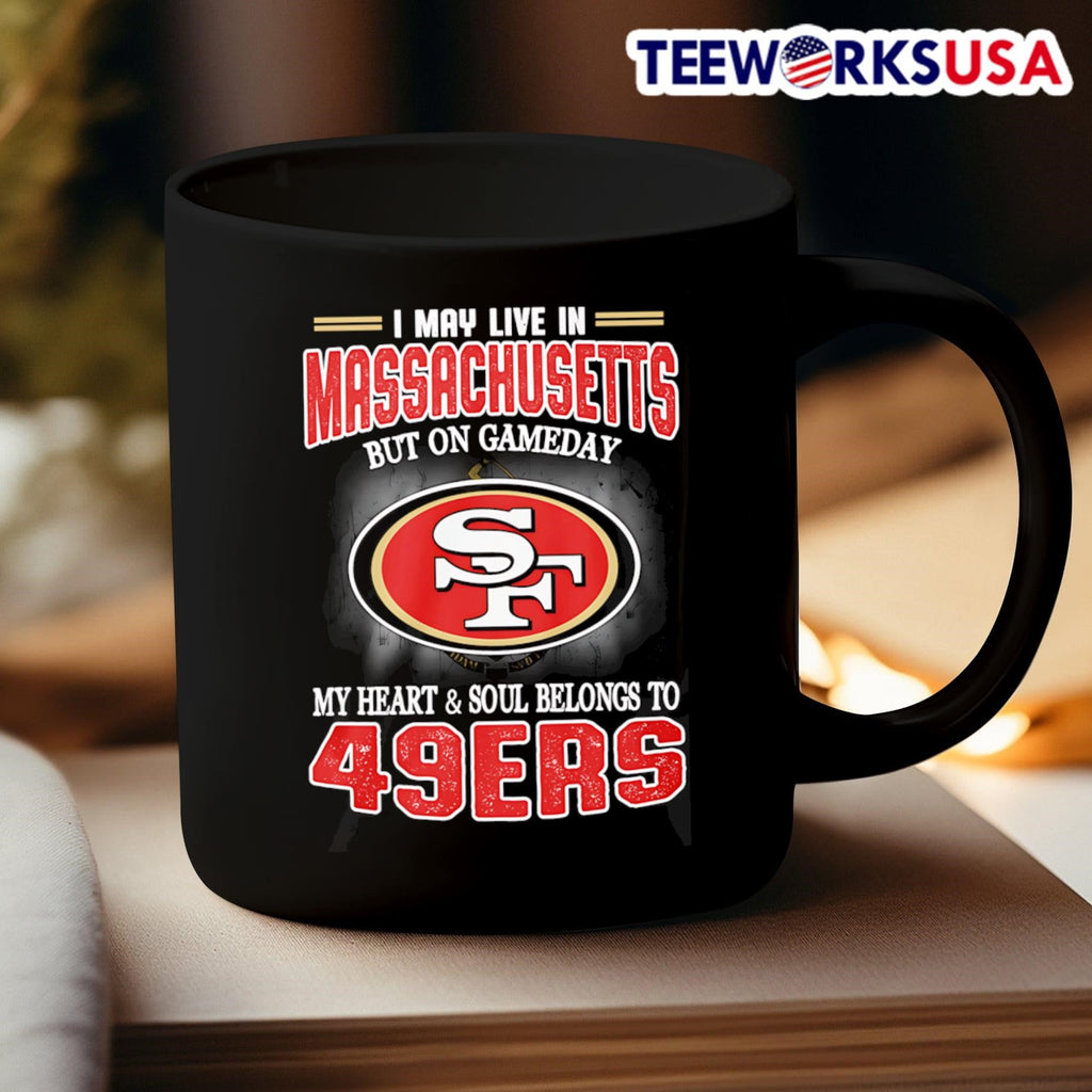 I may live in Massachusetts but on gameday my heart - Adult & Kids T-Shirts, Sweatshirts & Hoodies apparel design preview 3