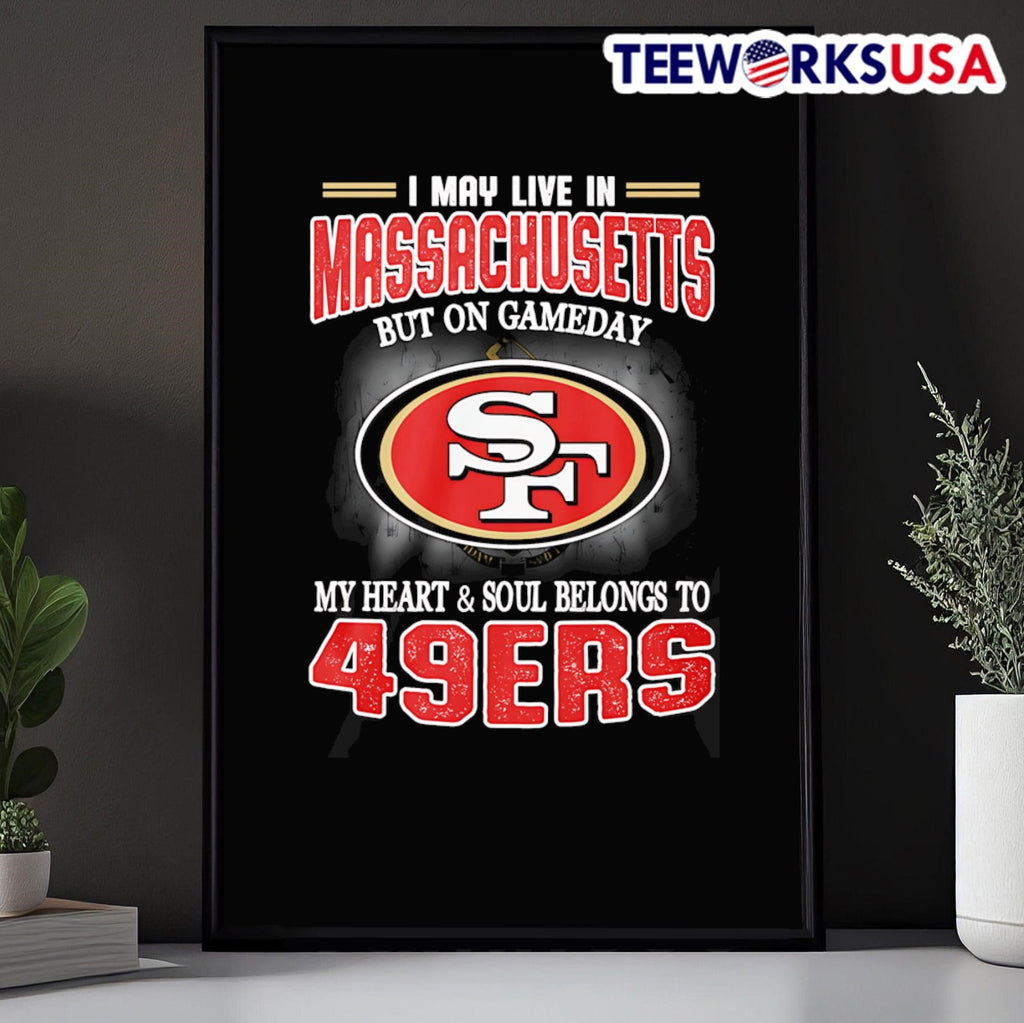 I may live in Massachusetts but on gameday my heart - Adult & Kids T-Shirts, Sweatshirts & Hoodies apparel design preview 5