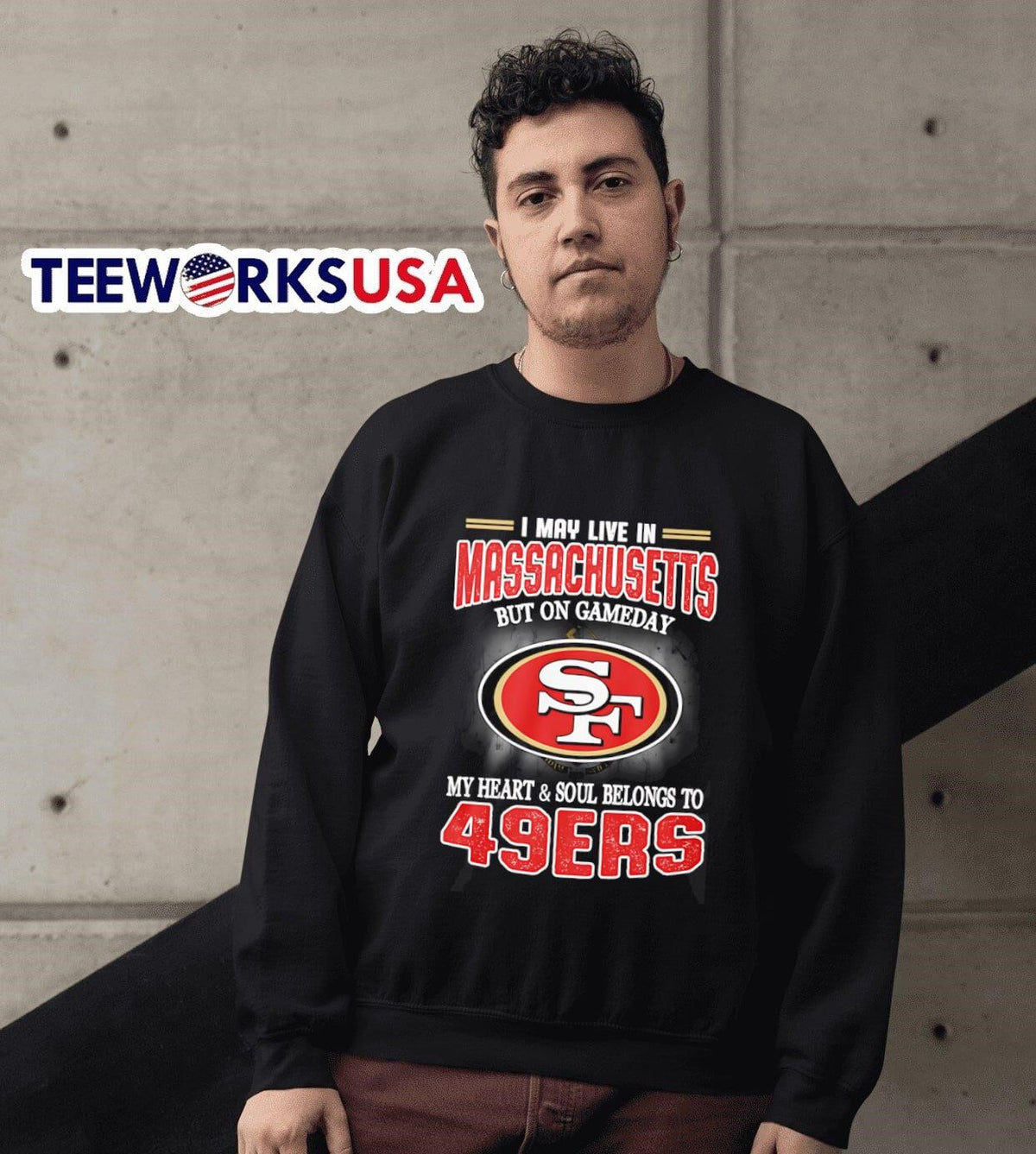 I may live in Massachusetts but on gameday my heart - Adult & Kids T-Shirts, Sweatshirts & Hoodies apparel design preview 6