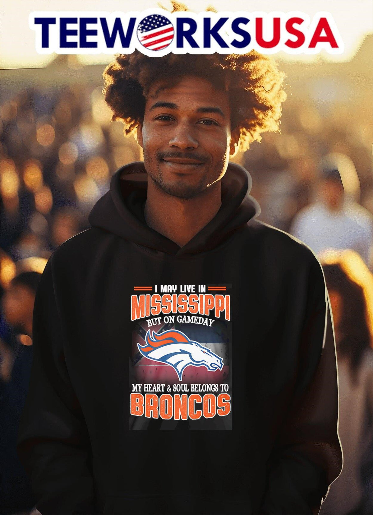 I may live in Mississippi but on gameday my heart and - Adult & Kids T-Shirts, Sweatshirts & Hoodies apparel design preview 2