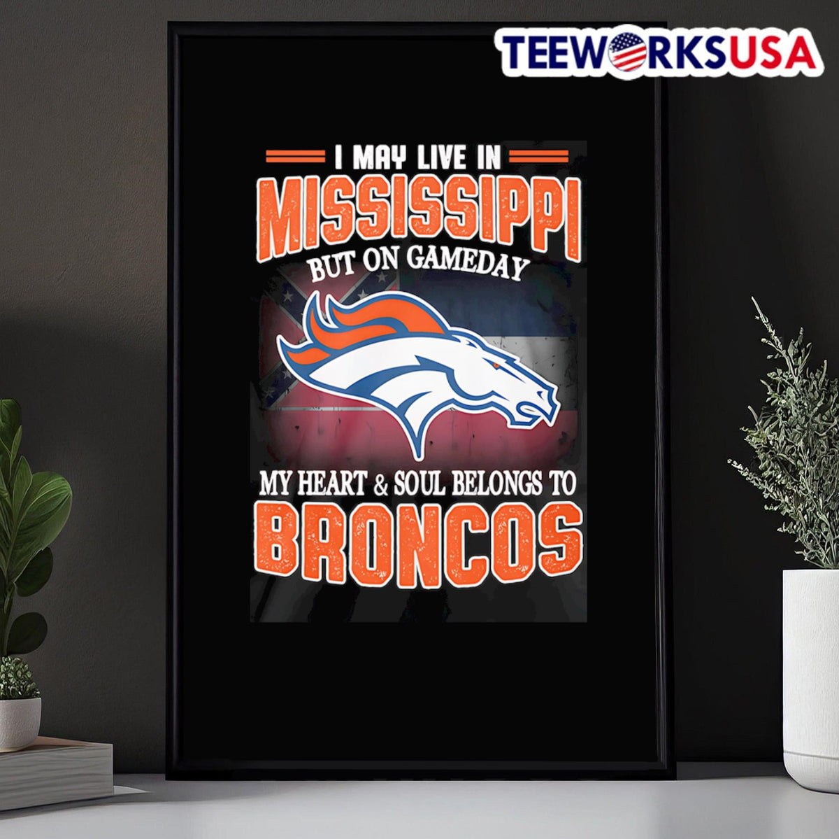 I may live in Mississippi but on gameday my heart and - Adult & Kids T-Shirts, Sweatshirts & Hoodies apparel design preview 5