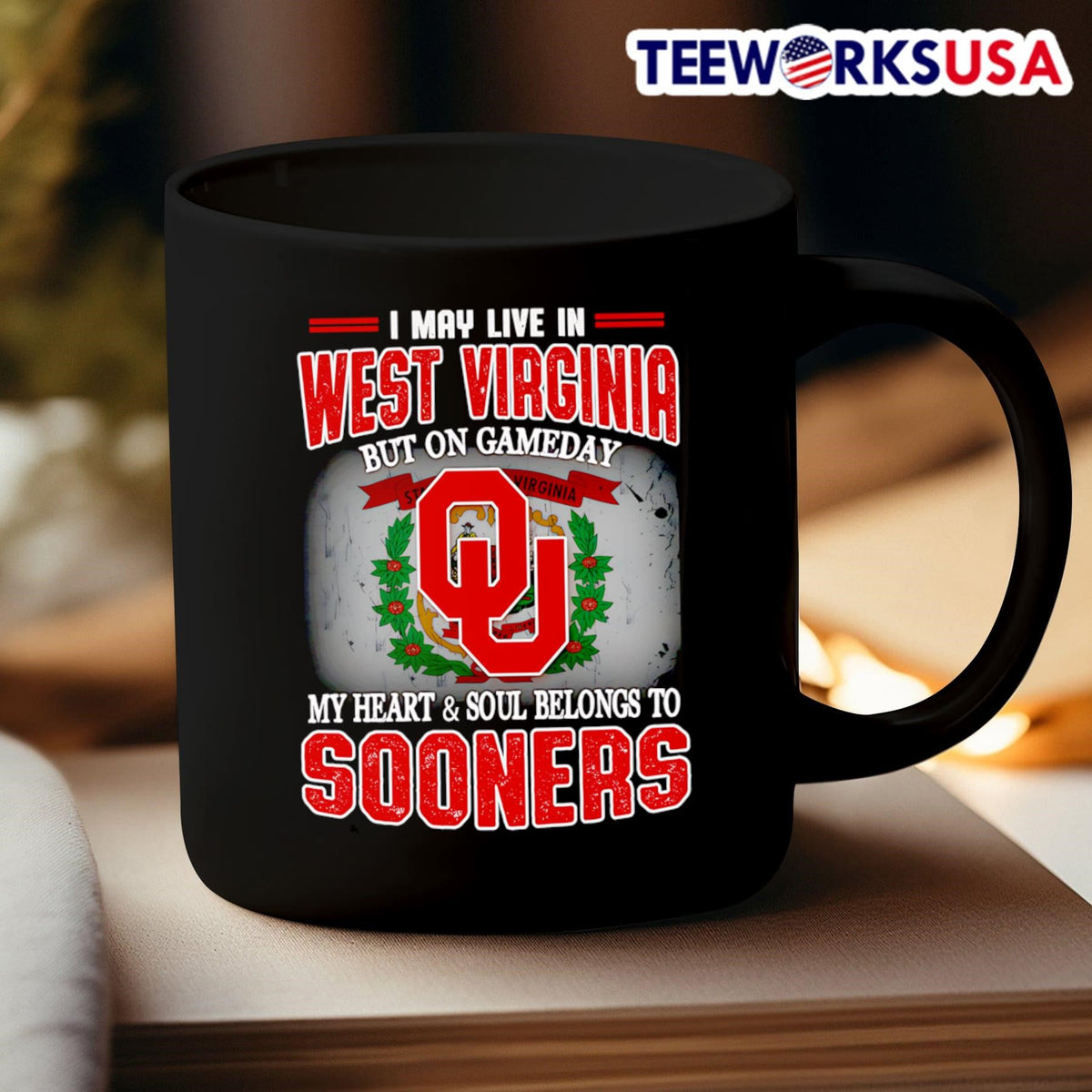 I may live in West Virginia but on gameday my heart - Adult & Kids T-Shirts, Sweatshirts & Hoodies apparel design preview 3