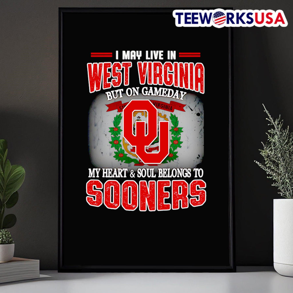 I may live in West Virginia but on gameday my heart - Adult & Kids T-Shirts, Sweatshirts & Hoodies apparel design preview 5