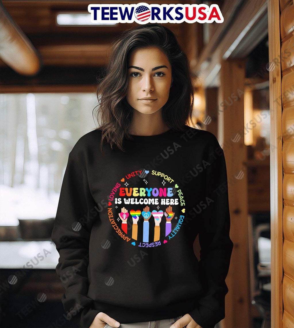 Idaho teacher everyone is welcome here inclusive - Adult & Kids T-Shirts, Sweatshirts & Hoodies apparel design preview 6
